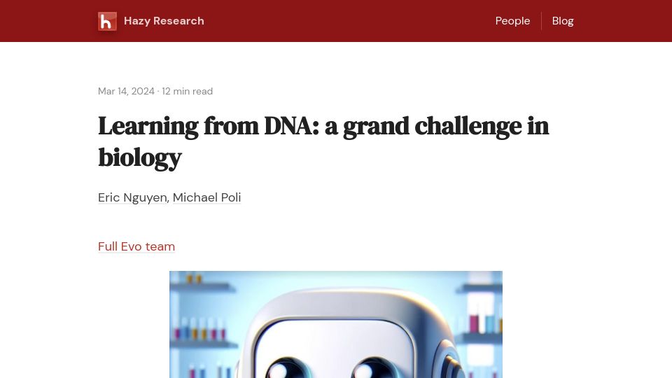 Screenshot of hazyresearch.stanford.edu: Learning From DNA: a grand challenge in biology