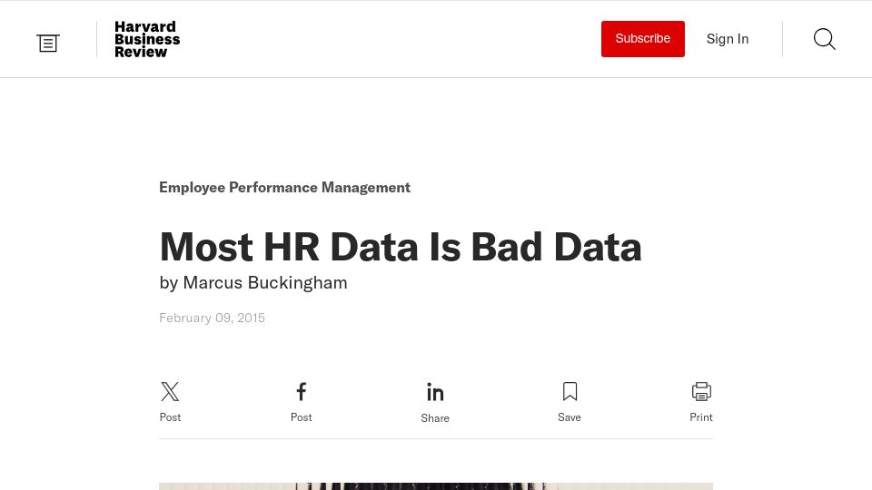 Screenshot of hbr.org: Most HR data is bad data (2015)