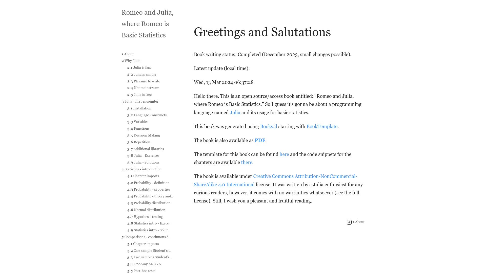 Screenshot of b-lukaszuk.github.io: Romeo and Julia, Where Romeo Is Basic Statistics