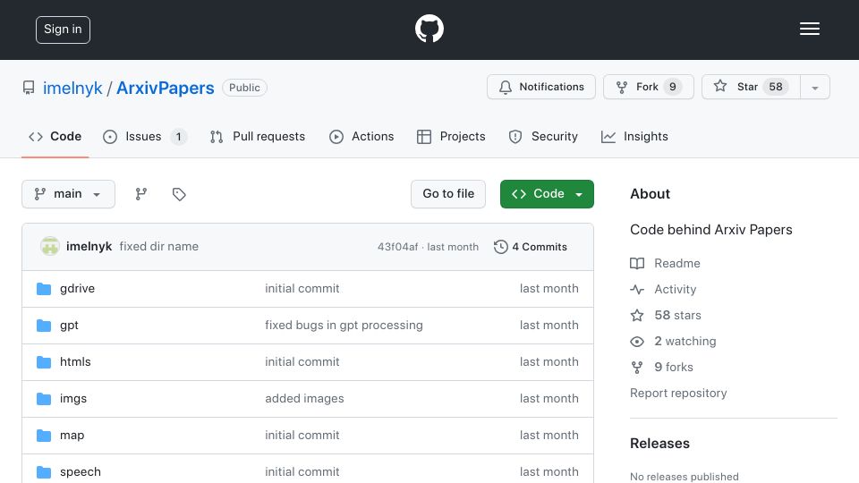 Screenshot of github.com: ArXiv Papers as Audiobooks