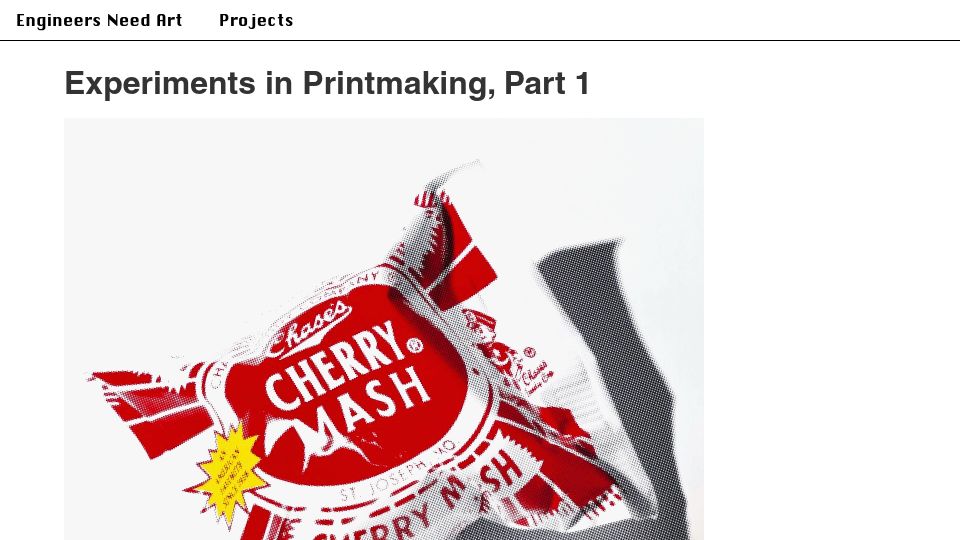 Screenshot of engineersneedart.com: Experiments in Printmaking, Part 1