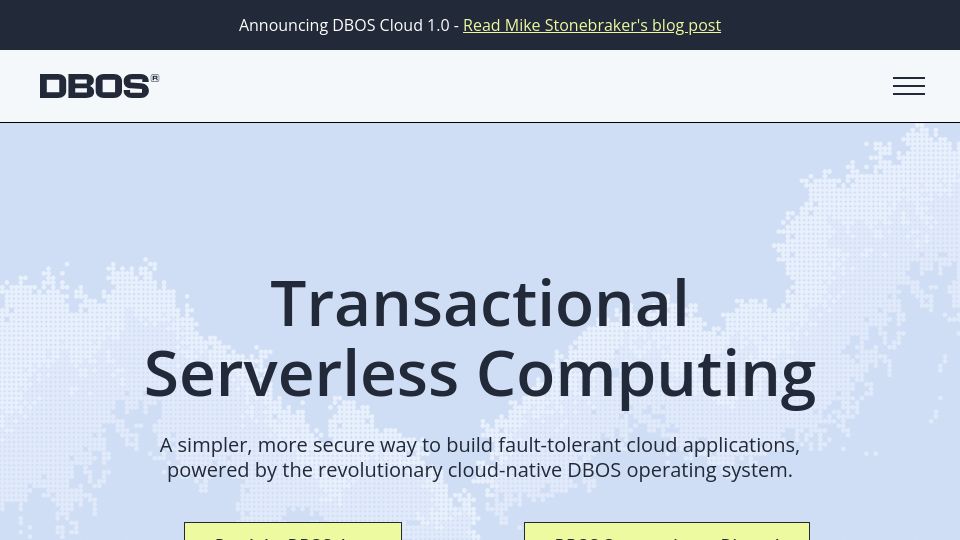 Screenshot of dbos.dev: DBOS Operating System