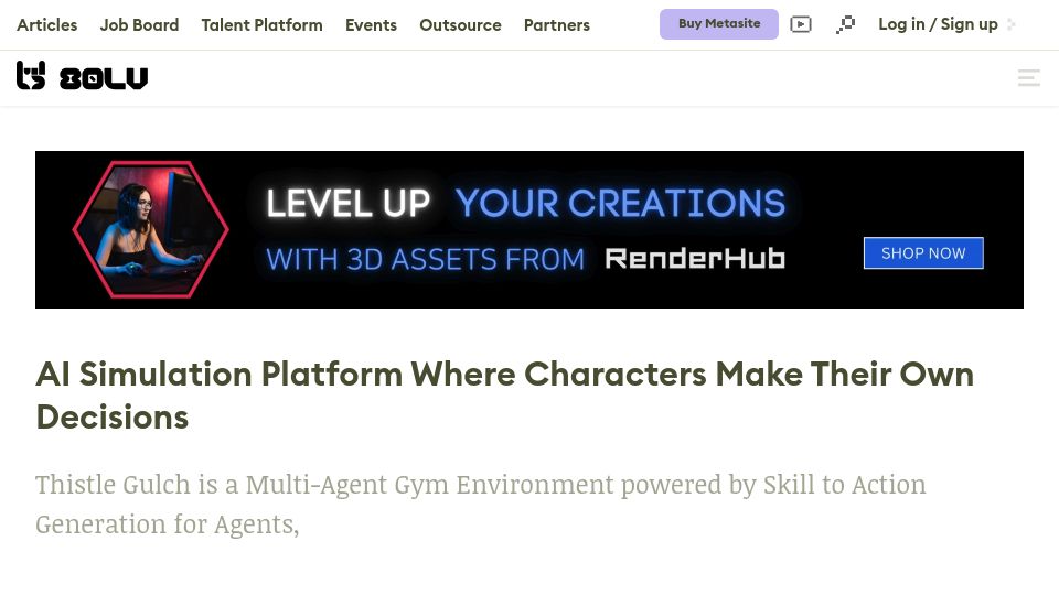 Screenshot of 80.lv: 80 Level: AI Simulation Platform Where Characters Make Their Own Decisions