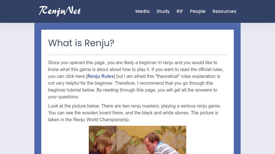 Screenshot of renju.net: How to Play Renju