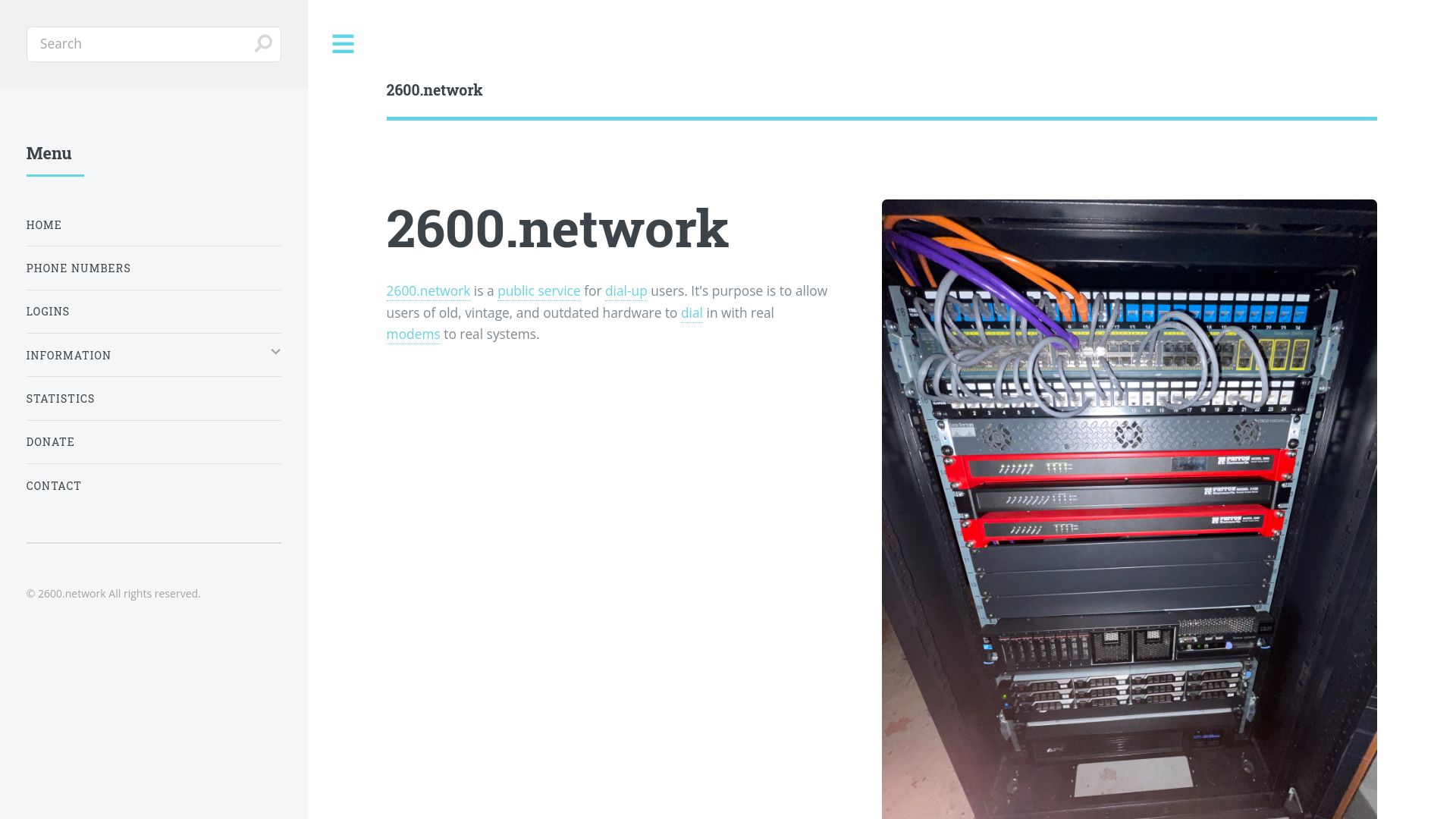 Screenshot of 2600.network: 2600.network Dialup Service
