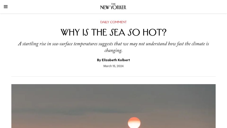 Screenshot of newyorker.com: Why Is the Sea So Hot?