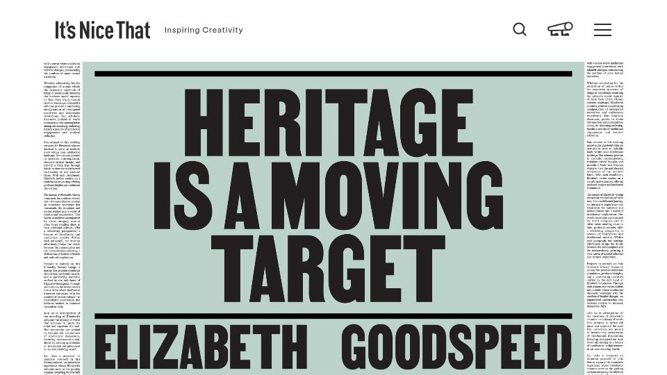 Screenshot of itsnicethat.com: Elizabeth Goodspeed on the delicate art of nostalgia in branding