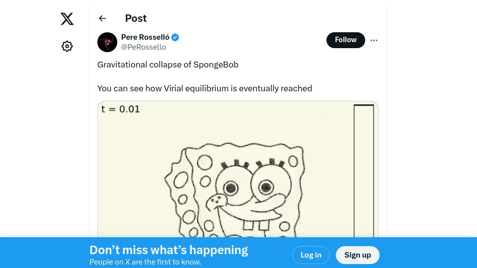 Screenshot of twitter.com: Gravitational Collapse of Spongebob