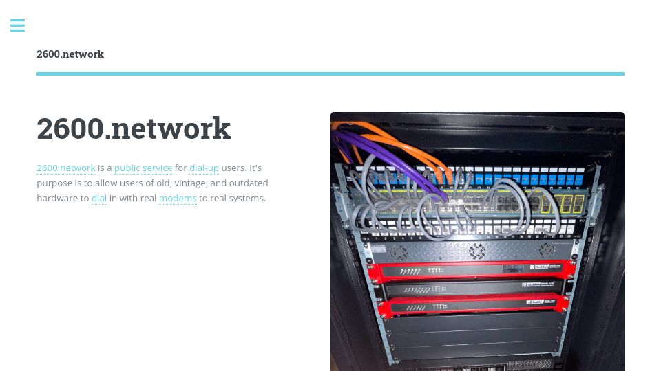Screenshot of 2600.network: 2600.network Dialup Service