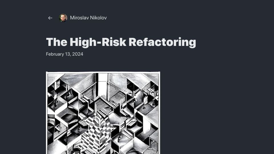 Screenshot of webup.org: The High-Risk Refactoring