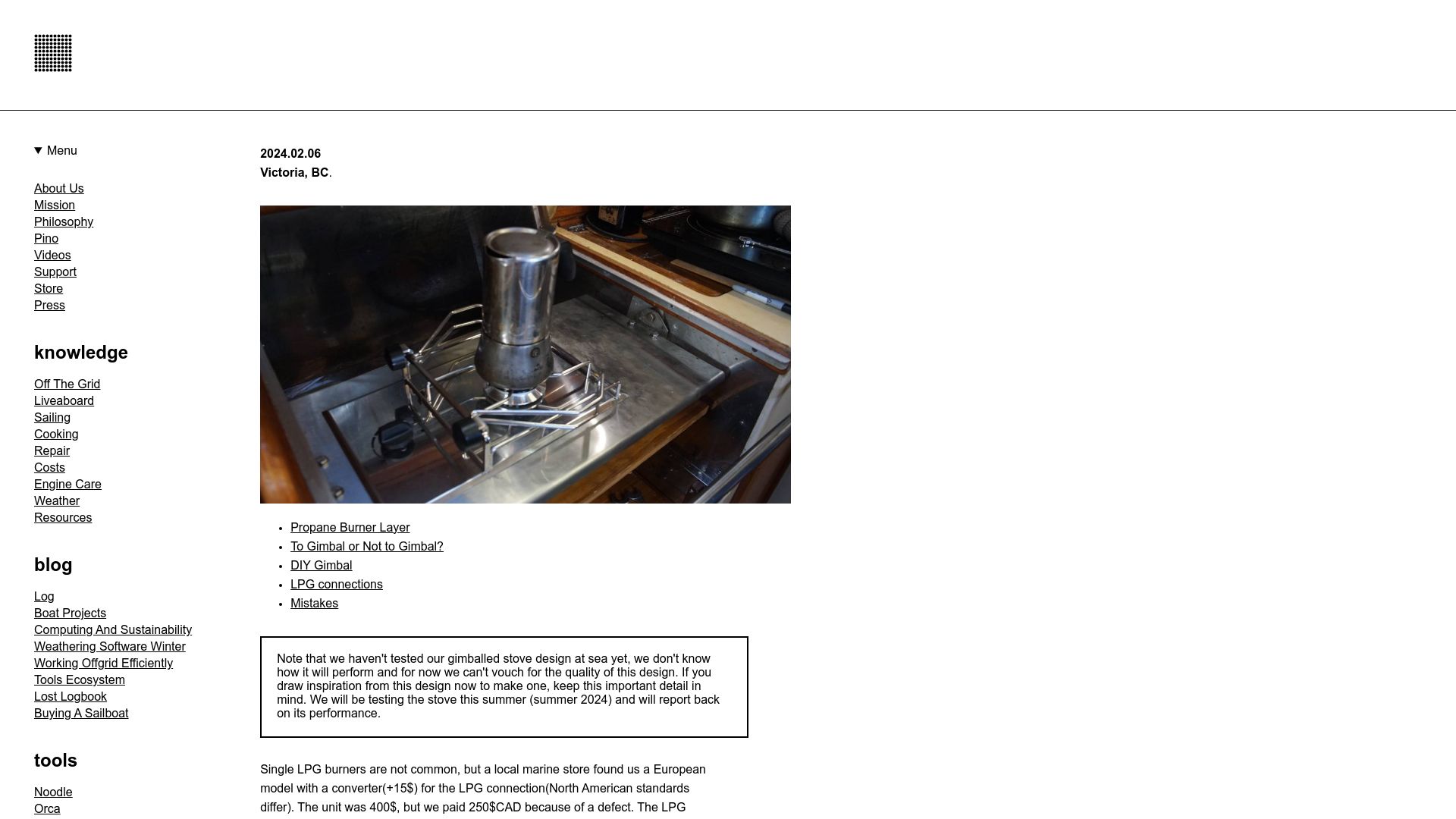 Screenshot of 100r.co: Gimballed Stove