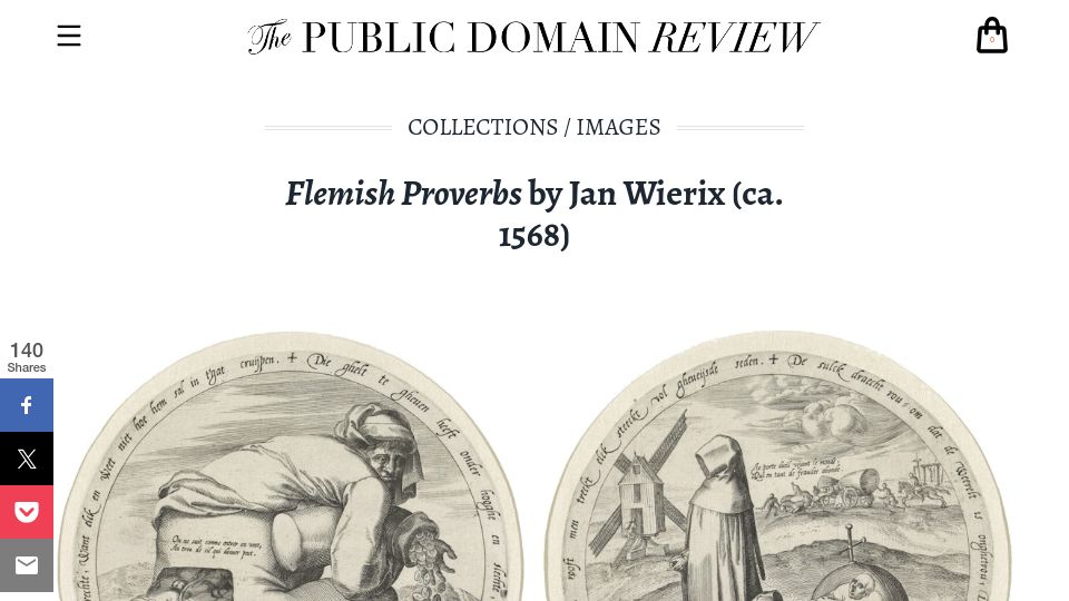 Screenshot of publicdomainreview.org: Flemish Proverbs by Jan Wierix (ca. 1568)