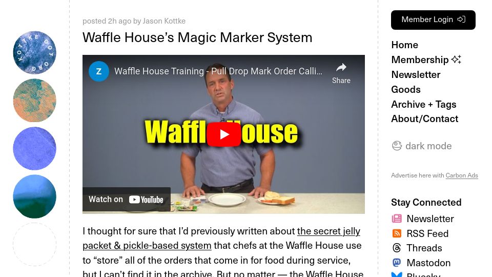Screenshot of kottke.org: Waffle House's Magic Marker System
