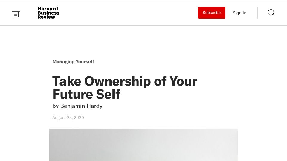 Screenshot of hbr.org: Take Ownership of Your Future Self (2020)
