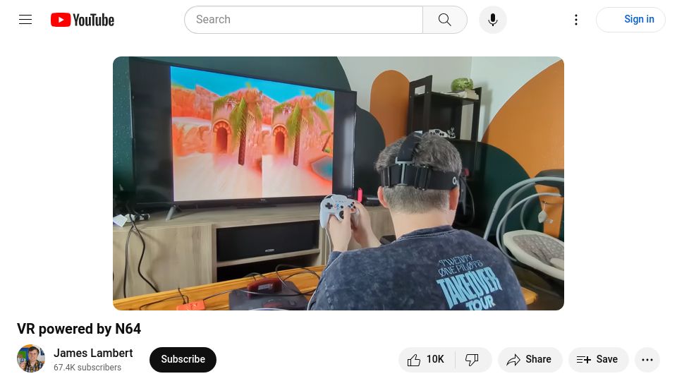 Screenshot of youtube.com: VR Powered by N64 [video]