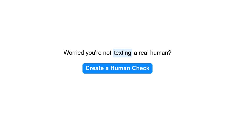 Screenshot of r-u-human.com: Show HN: Not sure you're talking to a human? Create a human check