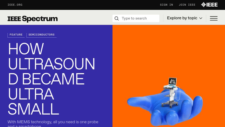 Screenshot of spectrum.ieee.org: How Ultrasound Became Ultra Small
