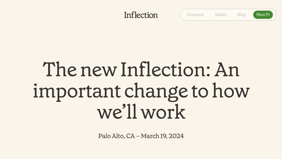 Screenshot of inflection.ai: The New Inflection