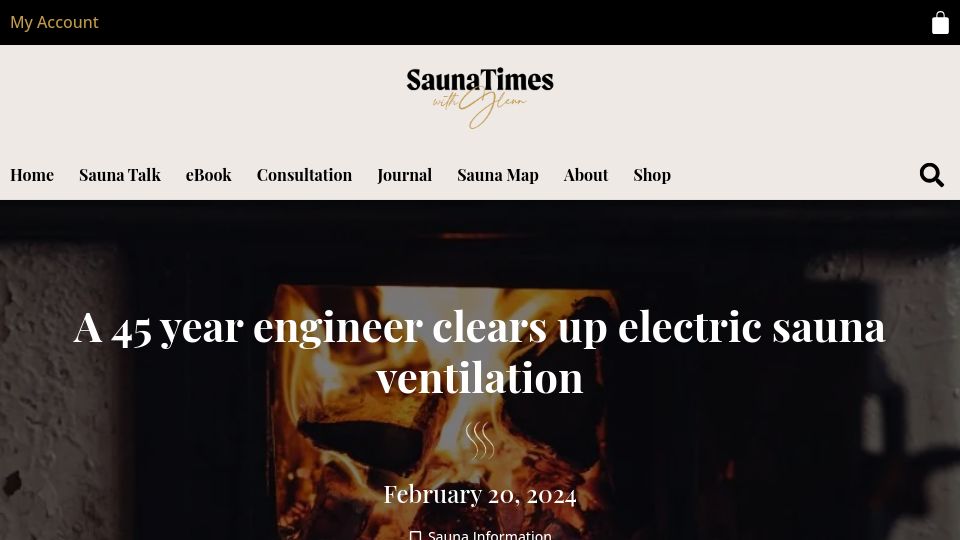 Screenshot of saunatimes.com: A 45 year engineer clears up electric sauna ventilation
