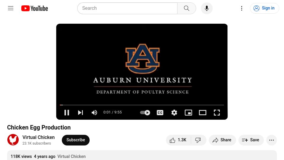 Screenshot of youtube.com: Chicken Egg Production (2019) [video]