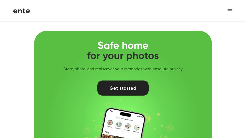 Screenshot of ente.io: Ente: Open-Source, E2E Encrypted, Google Photos Alternative