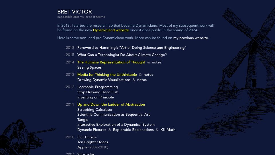 Screenshot of worrydream.com: Bret Victor