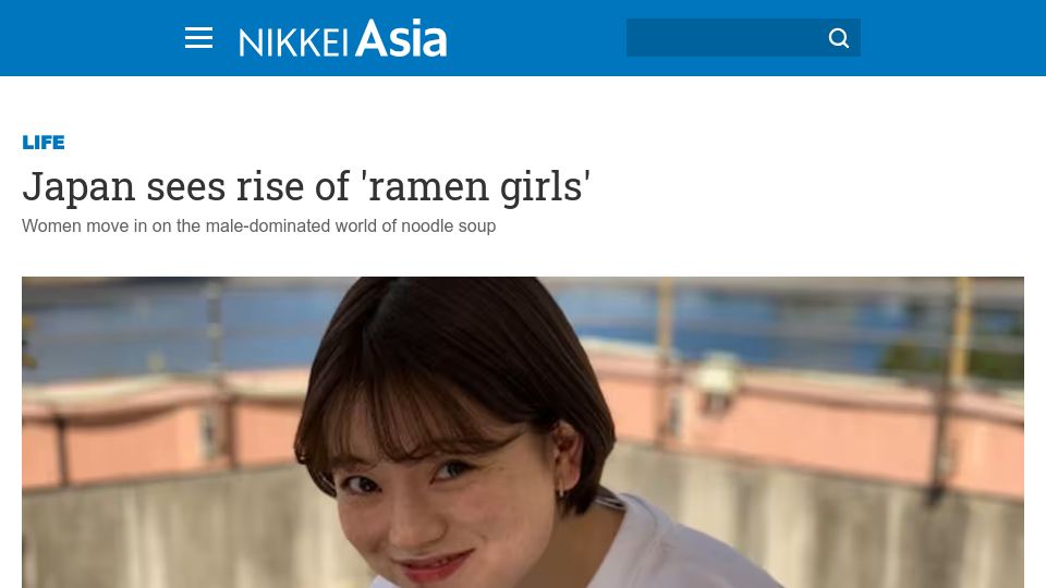 Screenshot of asia.nikkei.com: Japan sees rise of 'ramen girls'