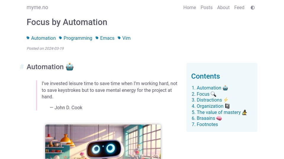 Screenshot of myme.no: Focus by Automation