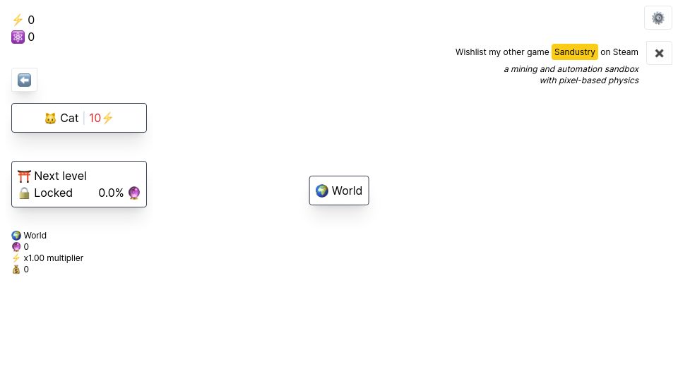 Screenshot of lantto.github.io: Show HN: Hypersplit – Like Infinite Craft but in reverse