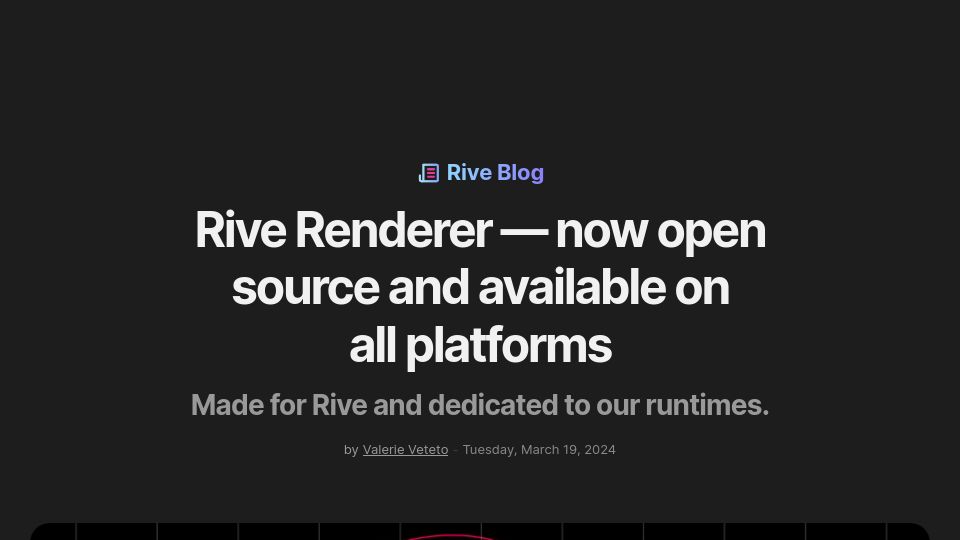 Screenshot of rive.app: Rive Renderer for real-time vector graphics is now open source
