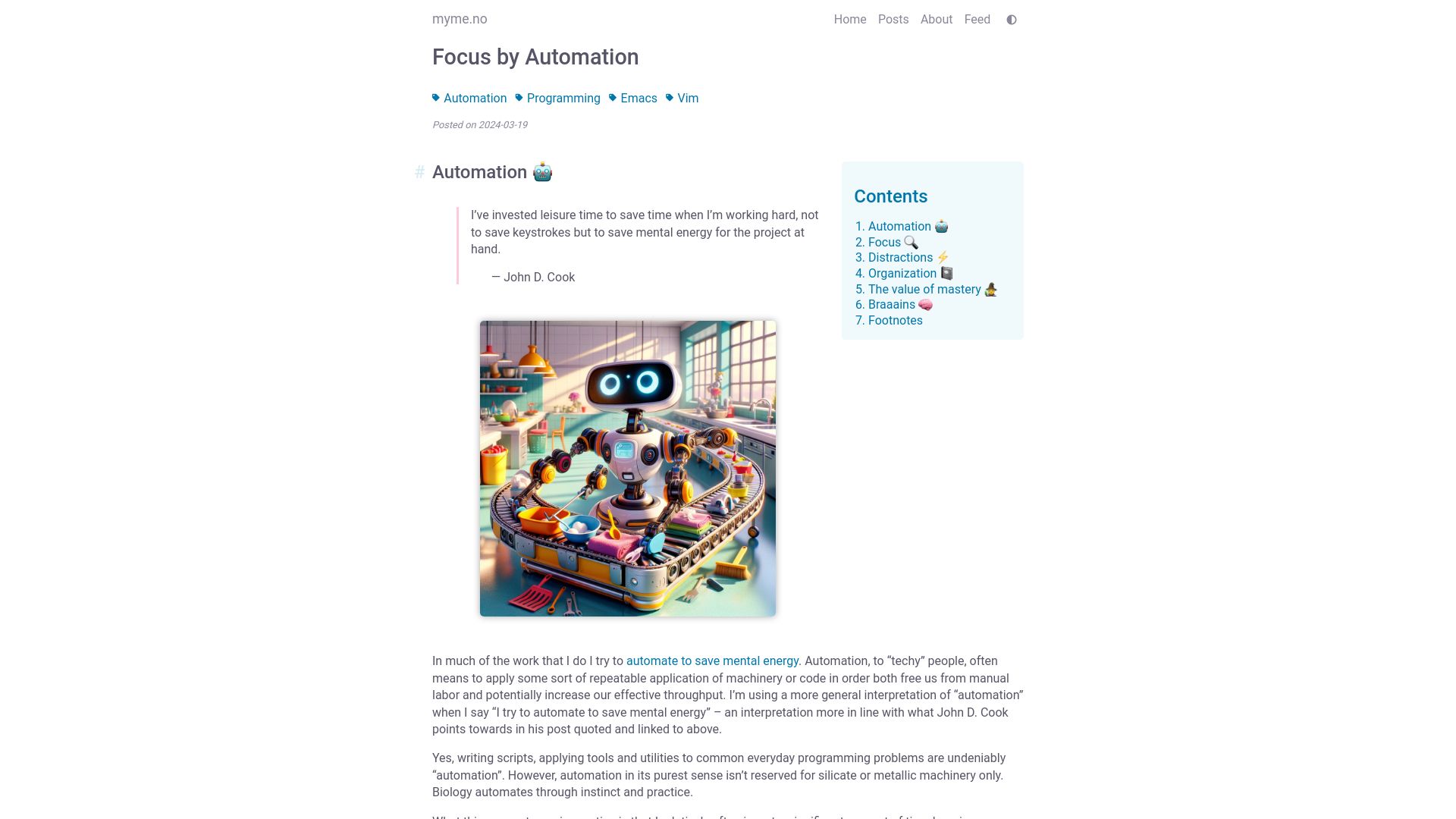 Screenshot of myme.no: Focus by Automation