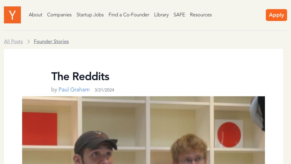 Screenshot of ycombinator.com: The Reddits