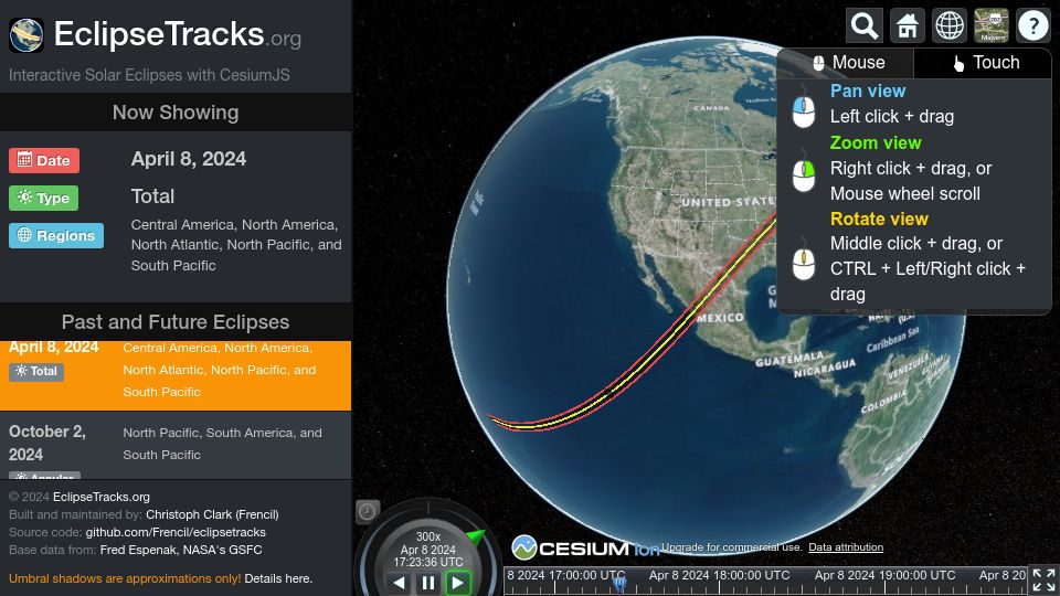 Screenshot of eclipsetracks.org: Eclipse Tracks