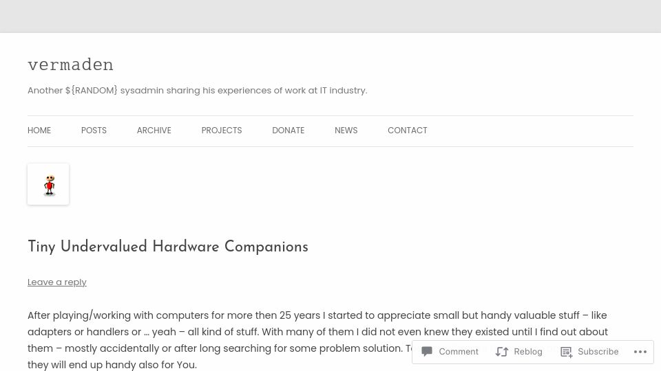 Screenshot of vermaden.wordpress.com: Tiny Undervalued Hardware Companions