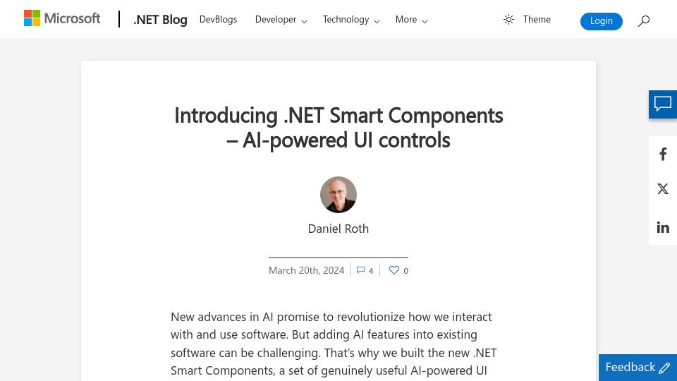 Screenshot of devblogs.microsoft.com: .NET Smart Components