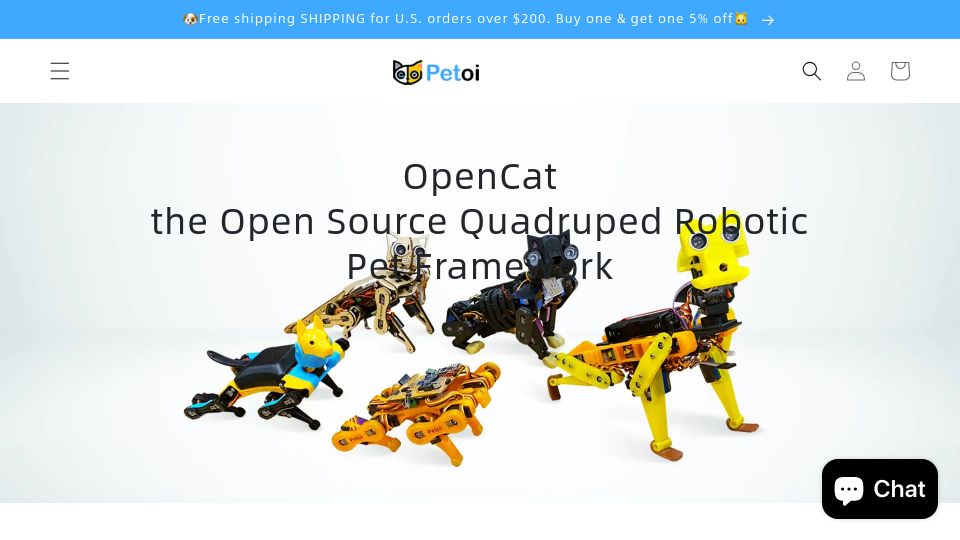 Screenshot of petoi.com: OpenCat: Open-source robotic pet quadruped framework