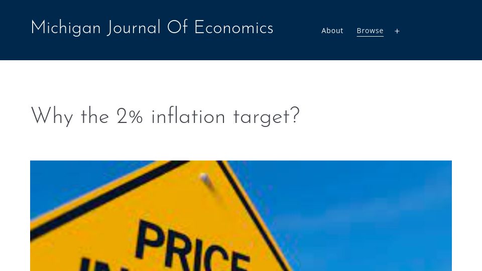 Screenshot of sites.lsa.umich.edu: Why the 2% inflation target? (2023)