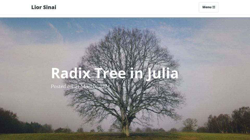 Screenshot of liorsinai.github.io: Radix Tree in Julia