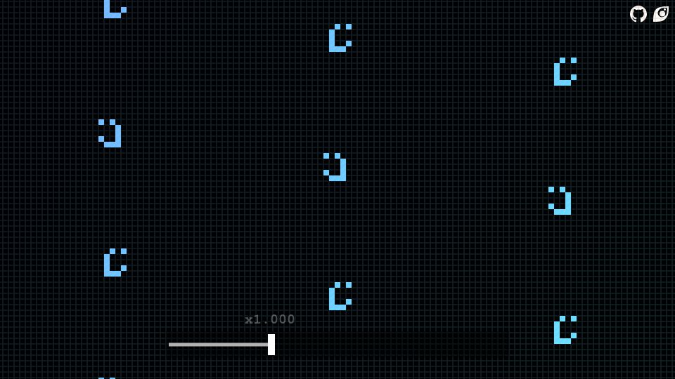 Screenshot of oimo.io: Game of Life, simulating itself, infinitely zoomable