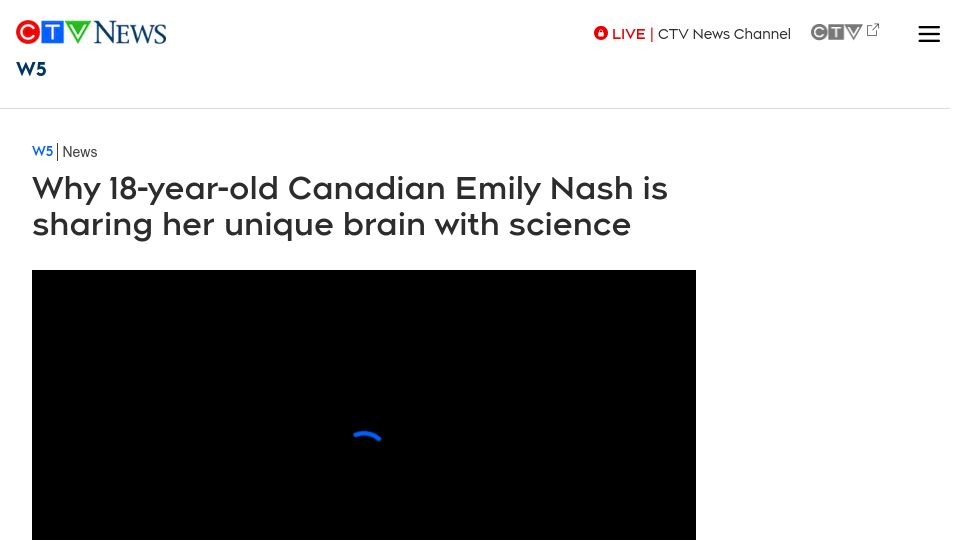 Screenshot of ctvnews.ca: 'Super memory': Why Emily Nash is sharing her brain with science