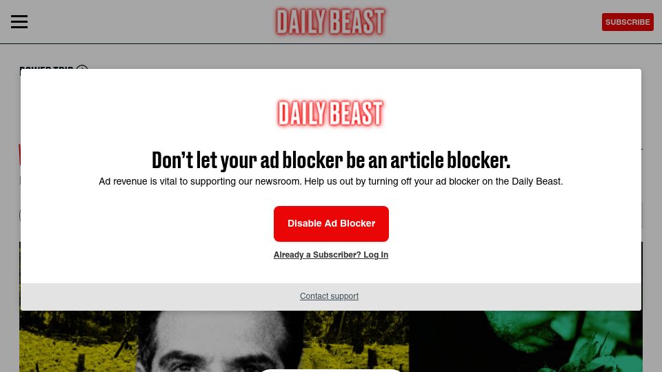 Screenshot of thedailybeast.com: Startup Founder Wants to Sell Cocaine