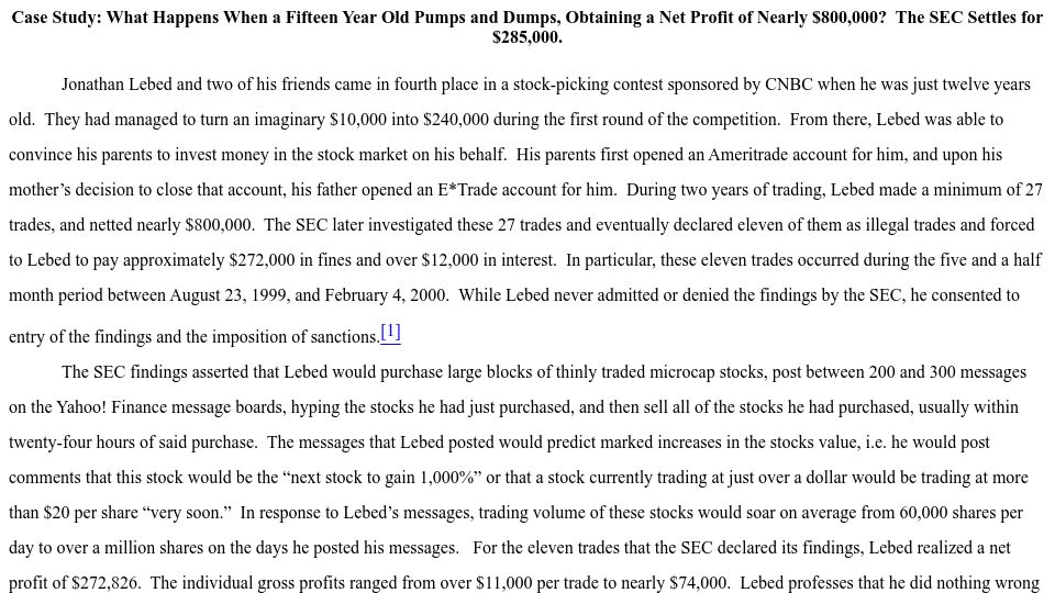 Screenshot of kentlaw.edu: What Happens When a Fifteen Year Old Pumps and Dumps with a Net Profit of $800k? (2002)
