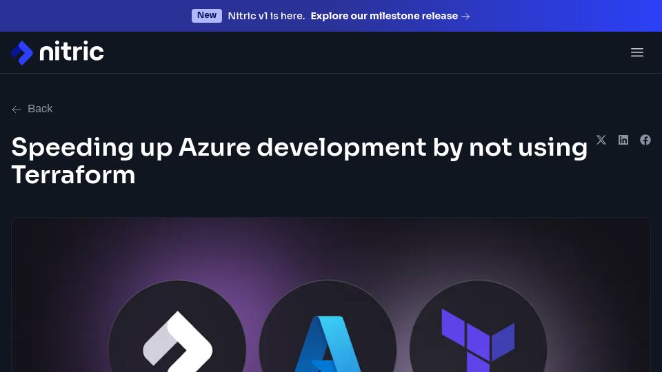 Screenshot of nitric.io: Speeding up Azure development by not using Terraform