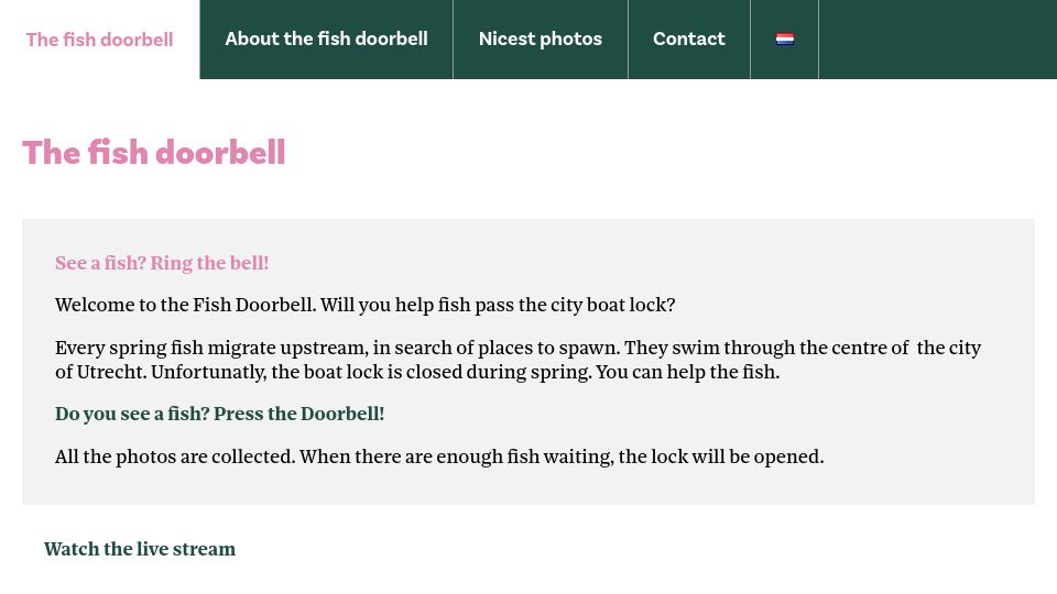 Screenshot of visdeurbel.nl: See a Fish? Ring the Bell