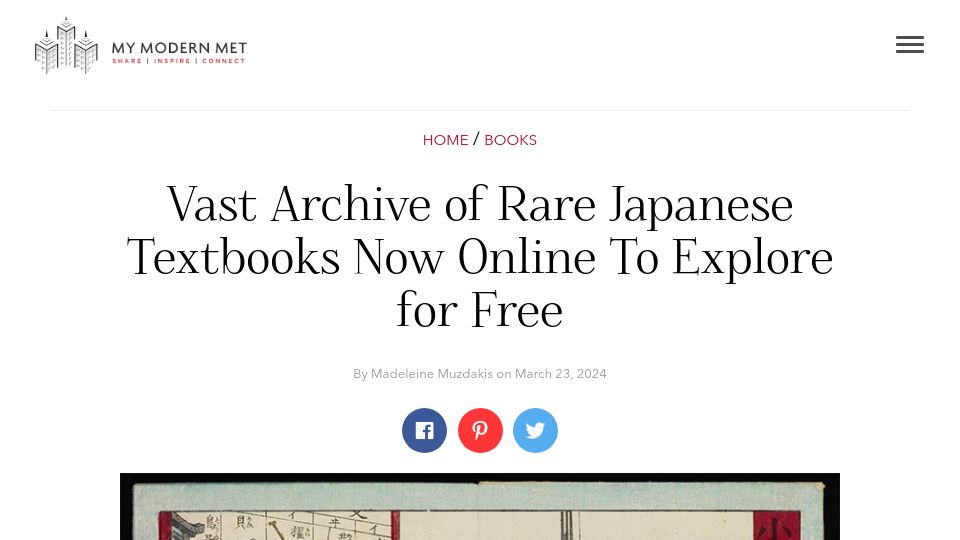 Screenshot of mymodernmet.com: Vast Archive of Rare Japanese Textbooks Now Online to Explore Free