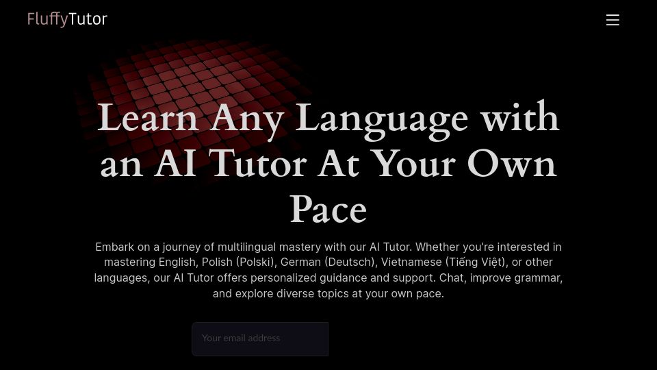 Screenshot of fluffytutor.com: Show HN: Learn Any Language with an AI Tutor at Your Own Pace