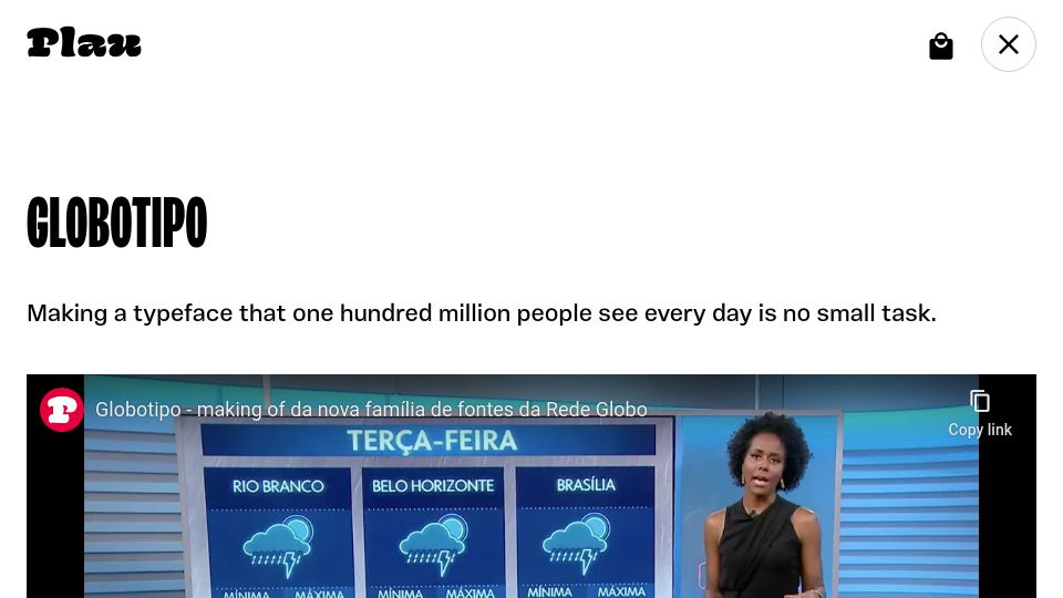 Screenshot of plau.design: Globotipo: Making a typeface that is seen by 100M people daily