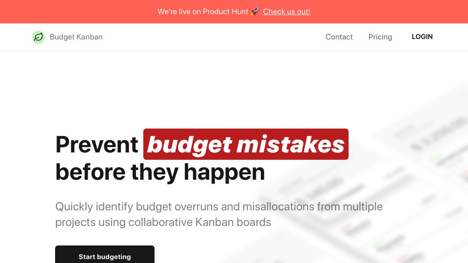 Screenshot of budgetkanban.com: Show HN: Budget Kanban – Visually manage finances in Kanban boards