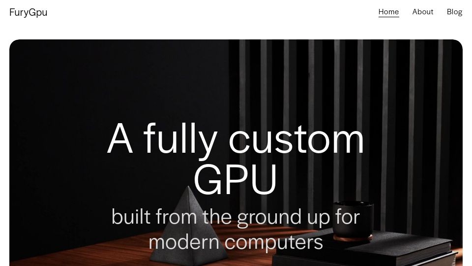 Screenshot of furygpu.com: FuryGpu – Custom PCIe FPGA GPU