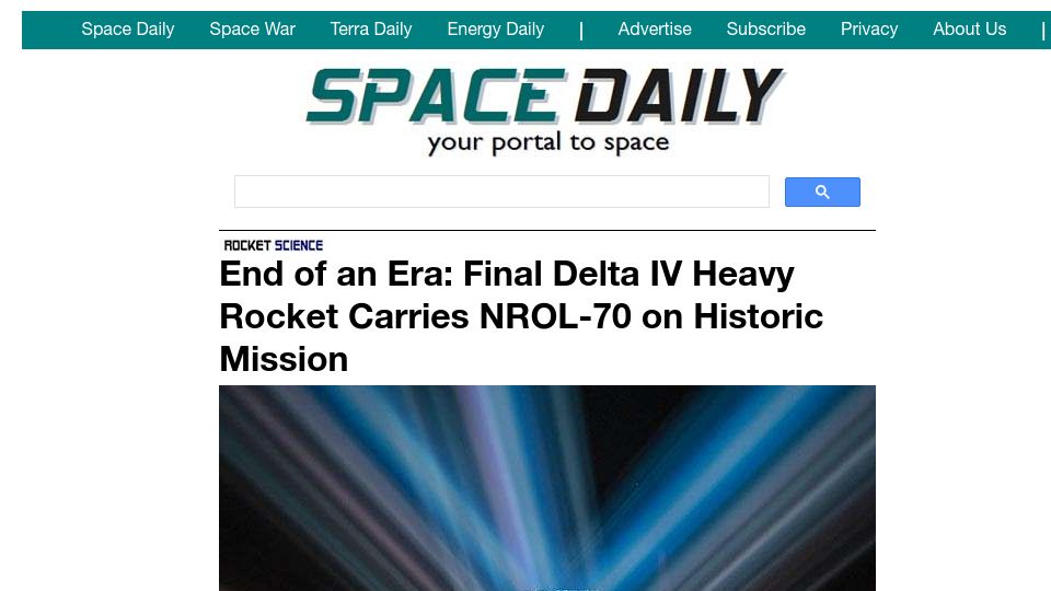 Screenshot of floridamedianow.com: End of an era: Final Delta IV heavy rocket carries NROL-70 on historic mission
